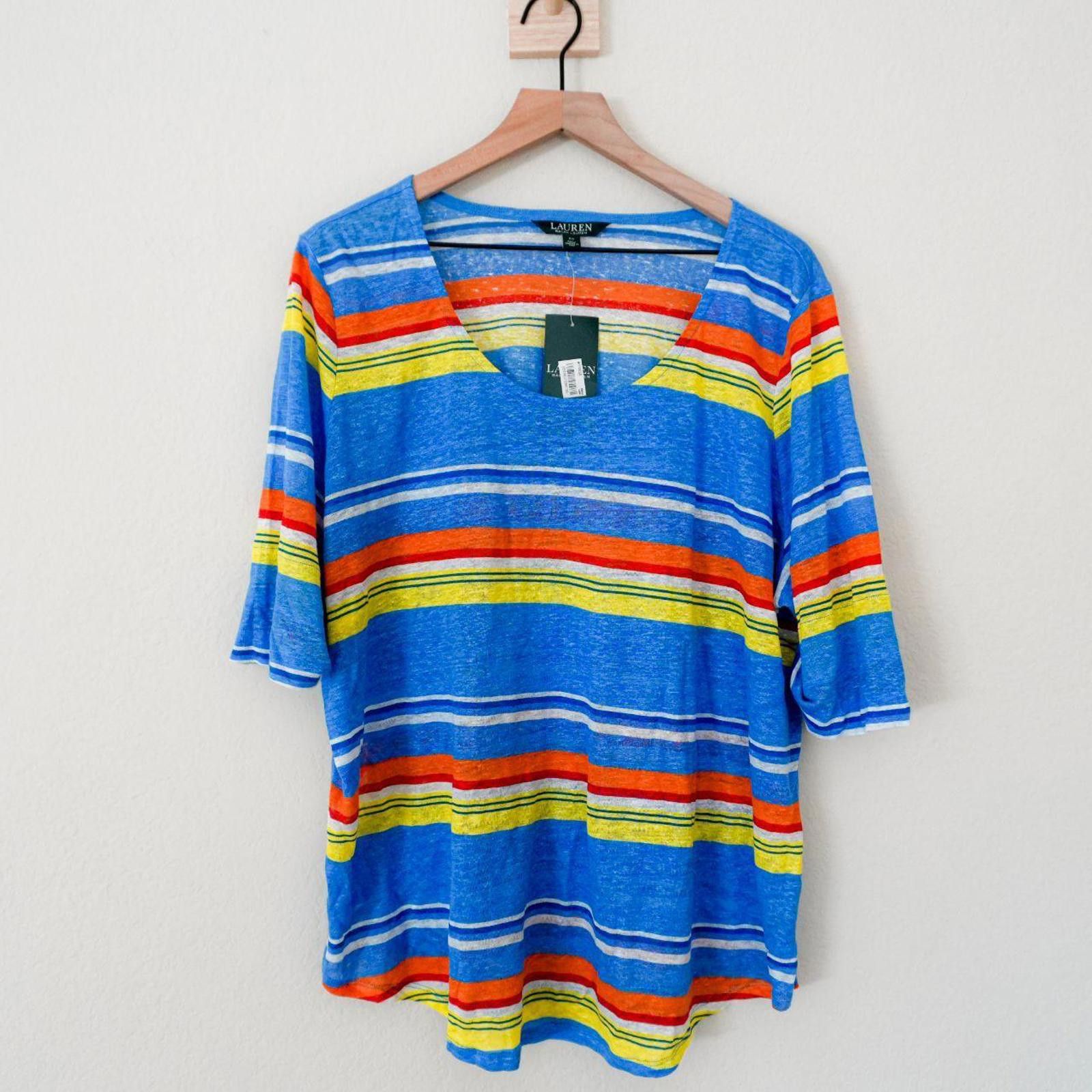Lauren Ralph Lauren Ralph Lauren Shirt Women's 2X Blue NWT Lauren Stripe Vibrant Size XXL / US 16-18 / IT 52-54 - 1 Thumbnail