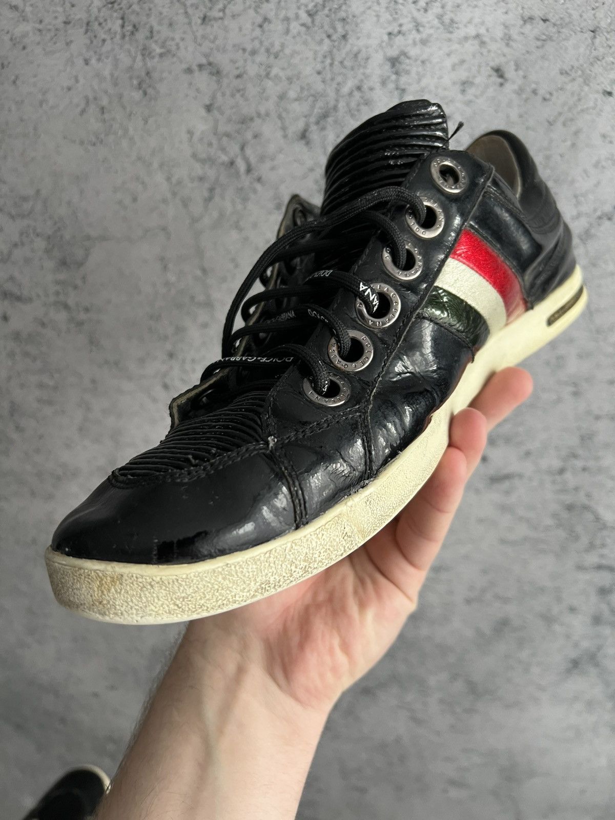 Dolce & Gabbana Vintage Dolce&Gabbana Patent Leather Low Top Sneakers DG Y2K Size US 9 / EU 42 - 18 Thumbnail