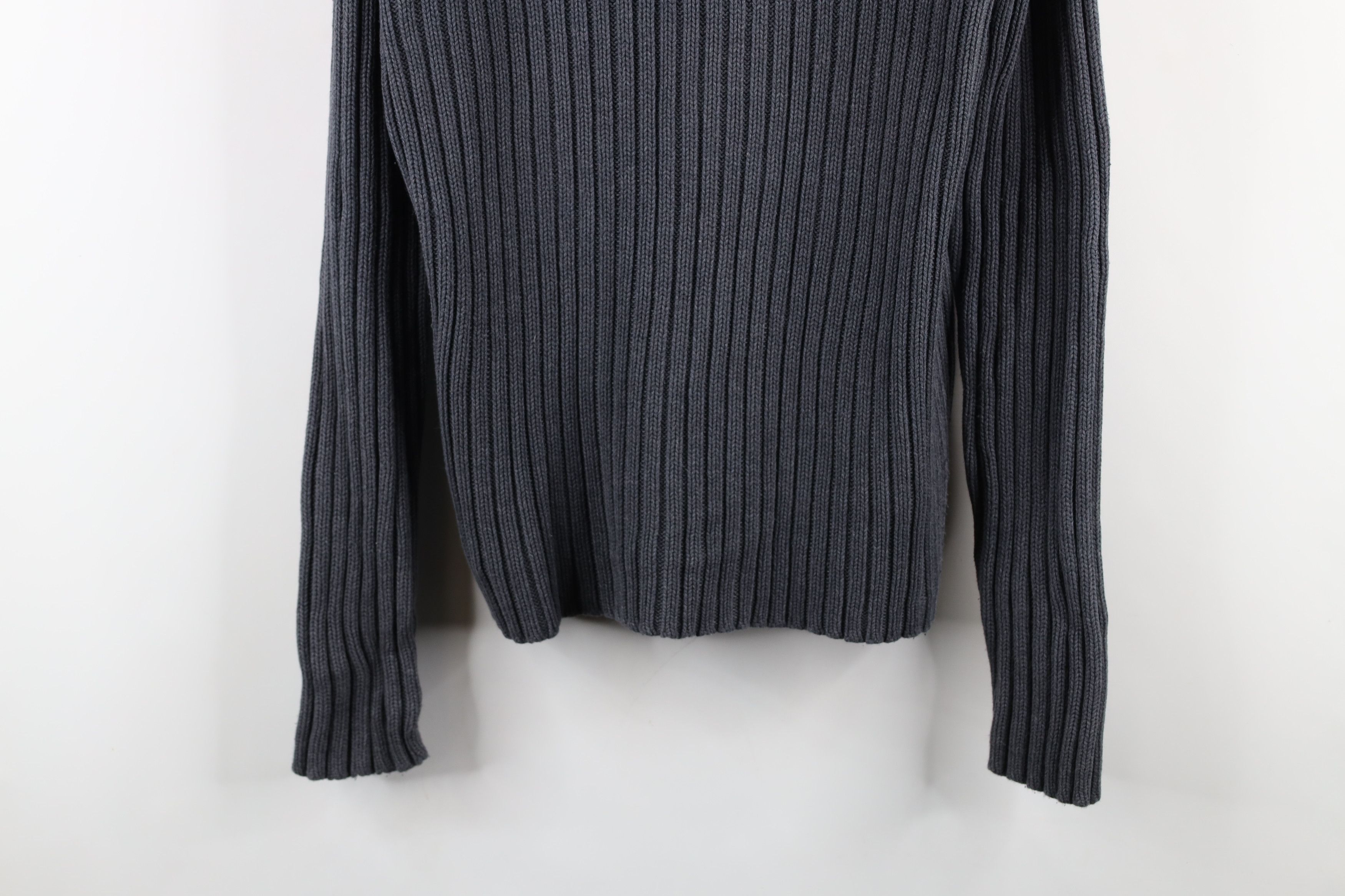 Vintage Vintage 90s Streetwear Ribbed Knit Mock Neck Sweater Gray Size US M / EU 48-50 / 2 - 3 Thumbnail
