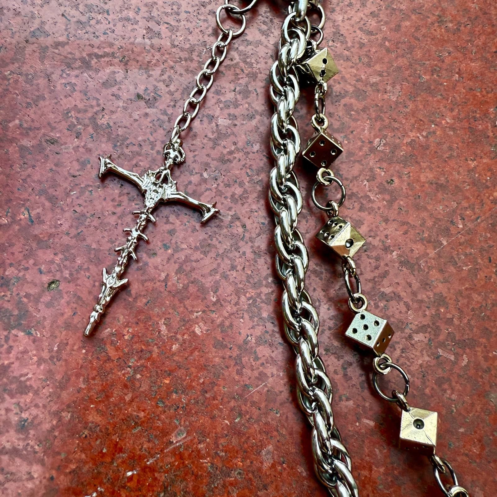 Jewelry Silver Men's Chain Wallet Chain Accessory with Cross Pendant Size ONE SIZE - 2 Thumbnail