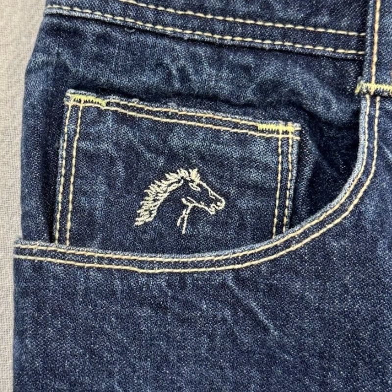 Jordache VTG 80s Jordache Horse-head Blue Jeans Size 36 Regular Unisex Adults 32x26 Dark Wash Flared High Rise Button Zip Cotton Denim Jeans Size US 32 / EU 48 - 5 Thumbnail