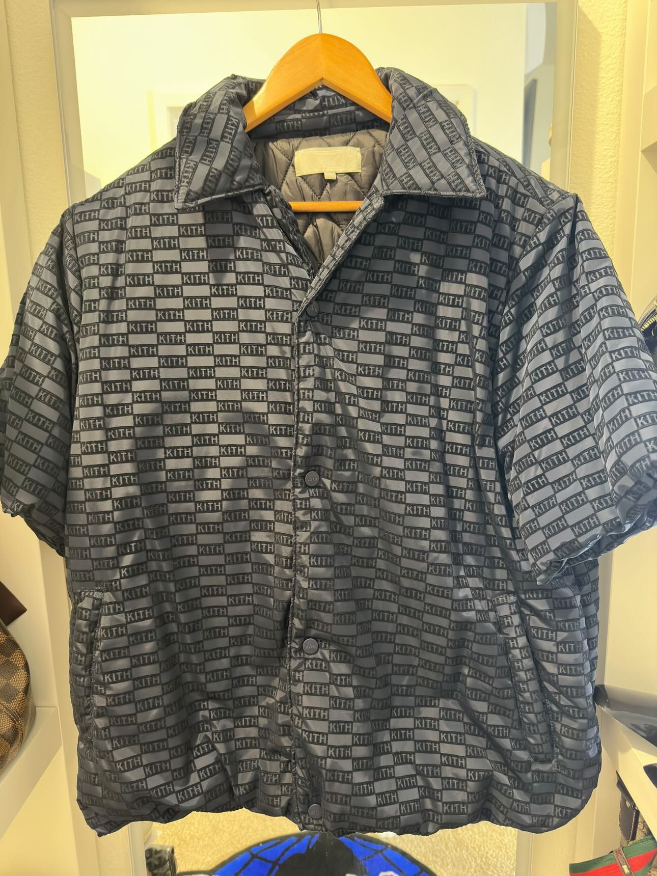 Kith Kith Flocked Monogram Puffed Devon Shirt - Nocturnal Size US M / EU 48-50 / 2 - 4 Thumbnail
