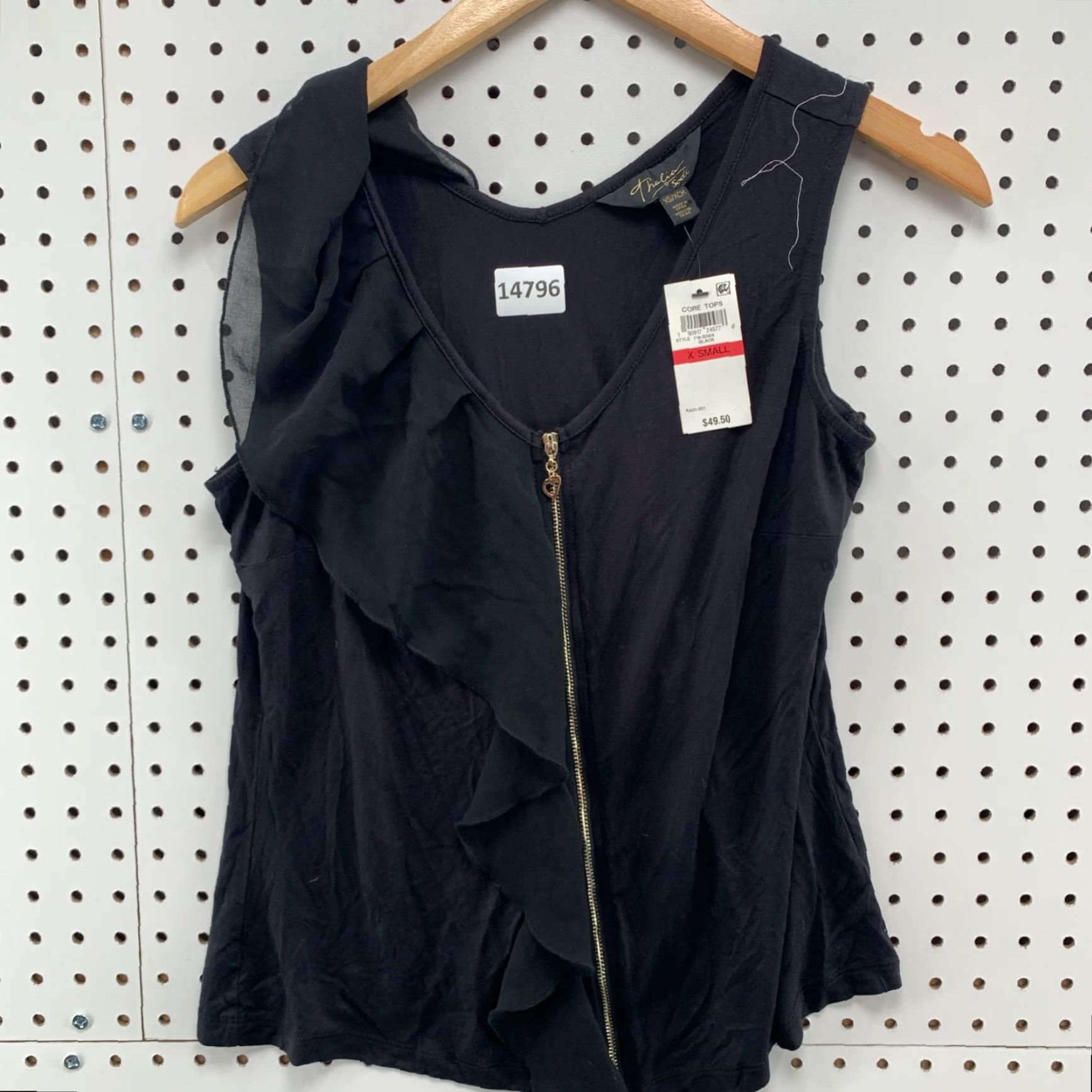 Vintage NEW Thalia Sodi Blouse Womens Sleeveless Front Zipper XS Black Fashion Core Size XS / US 0-2 / IT 36-38 - 6 Thumbnail