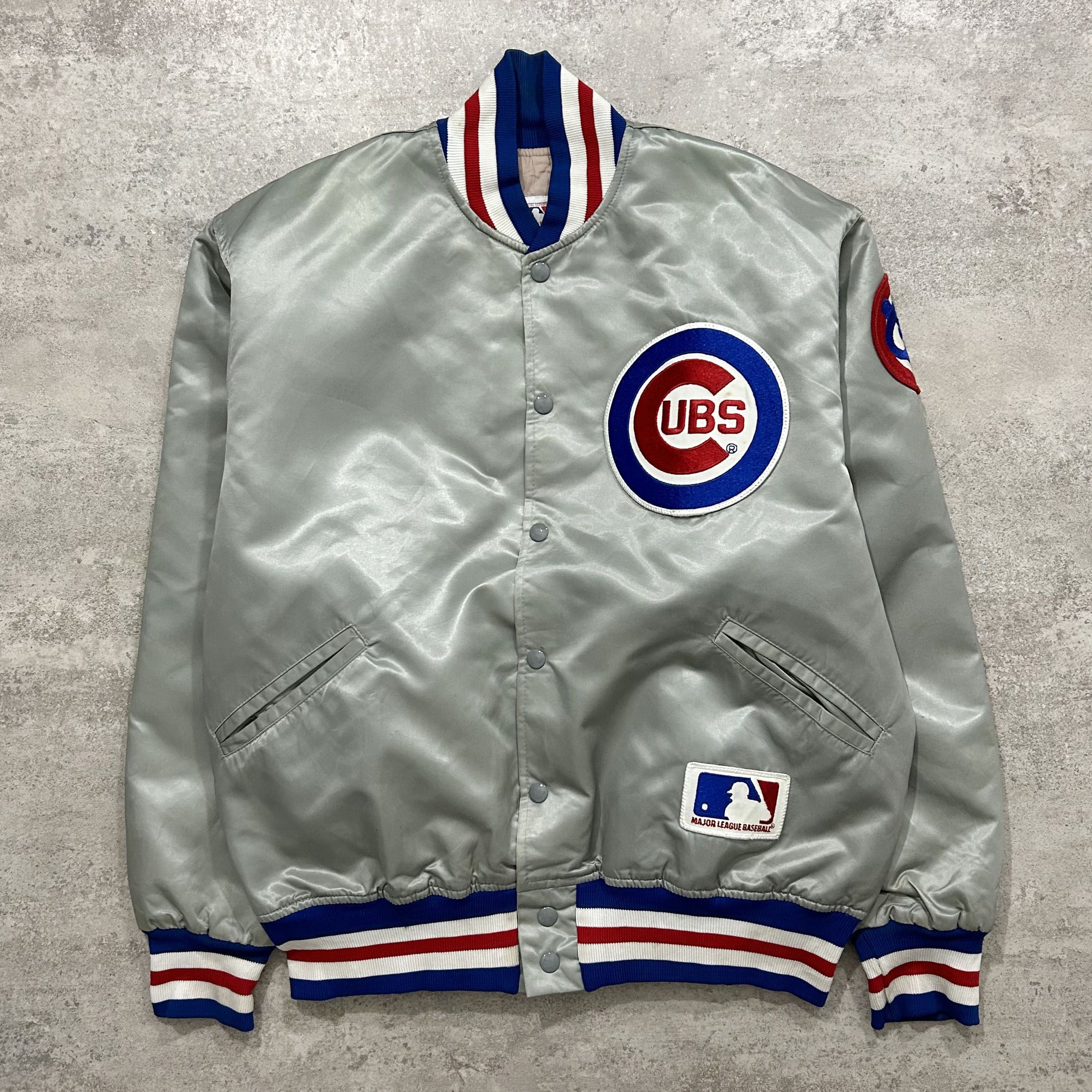VTG 80s 90s MLB CHICAGO CUBS FELCO SATIN BOMBER JACKET