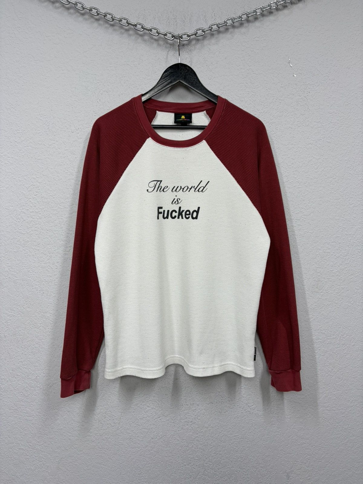 Teddy Fresh Archive Raglan Longsleeve The World Is Fucked Embroidered LG Size US L / EU 52-54 / 3 - 5 Thumbnail