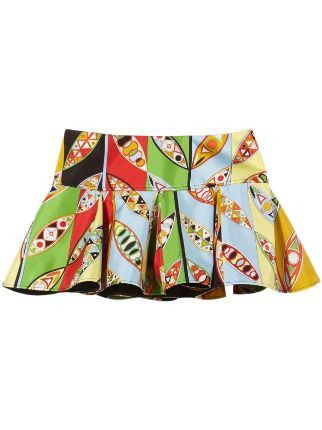 Emilio Pucci o1mle1224 Girandole Print Pleated Mini Skirt in Multicolor Size 27" / US 4 / IT 40 - 1 Preview