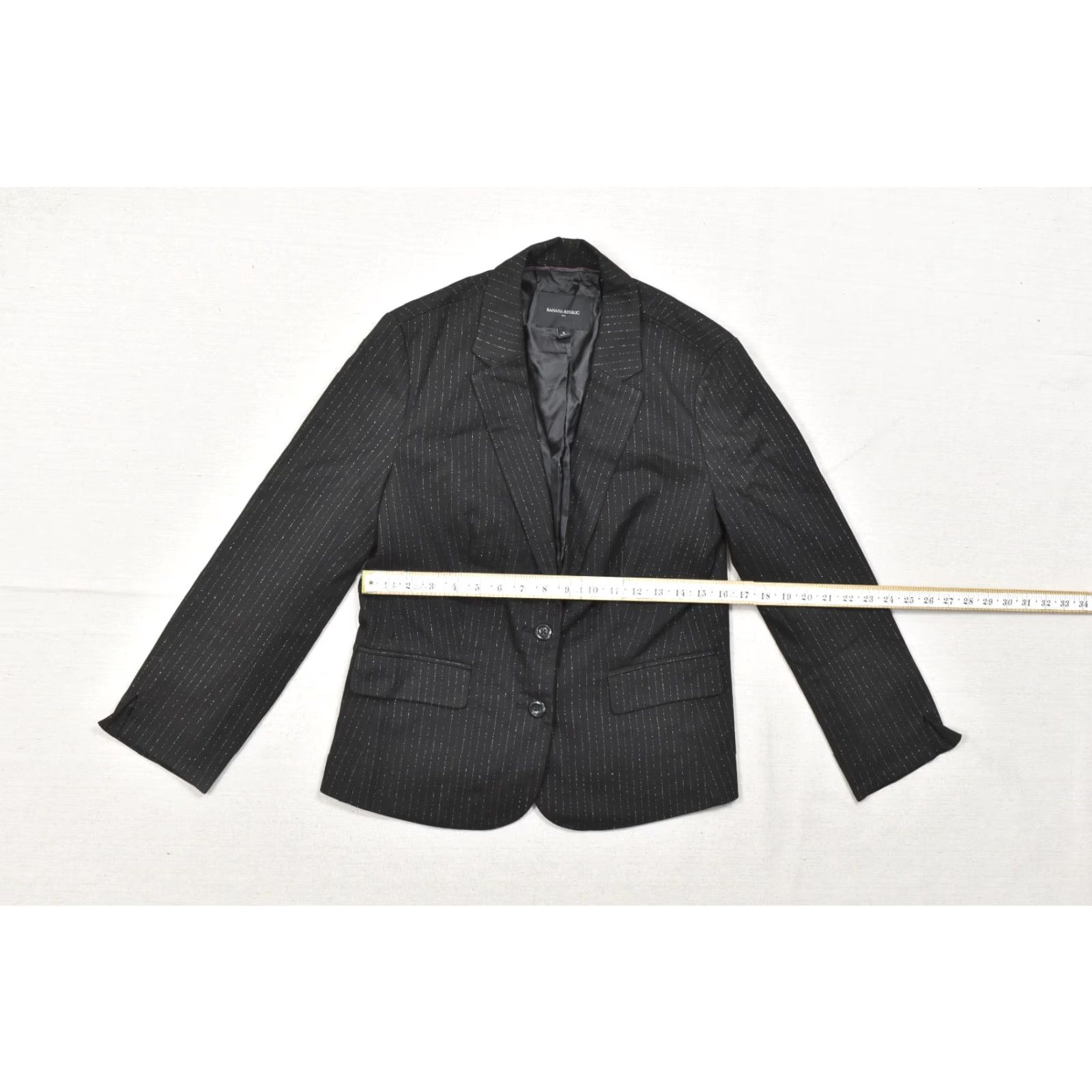 Banana Republic Banana Republic Blazer Pinstripe Two Button Black 8 Women Size M / US 6-8 / IT 42-44 - 3 Thumbnail