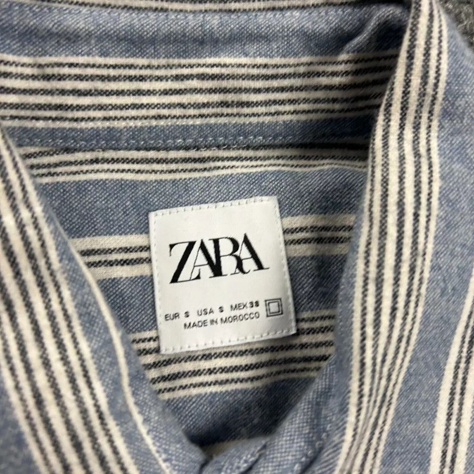 Zara Zara Flannel Shirt Mens Small Blue Striped Button Up Pocket Size US S / EU 44-46 / 1 - 3 Thumbnail