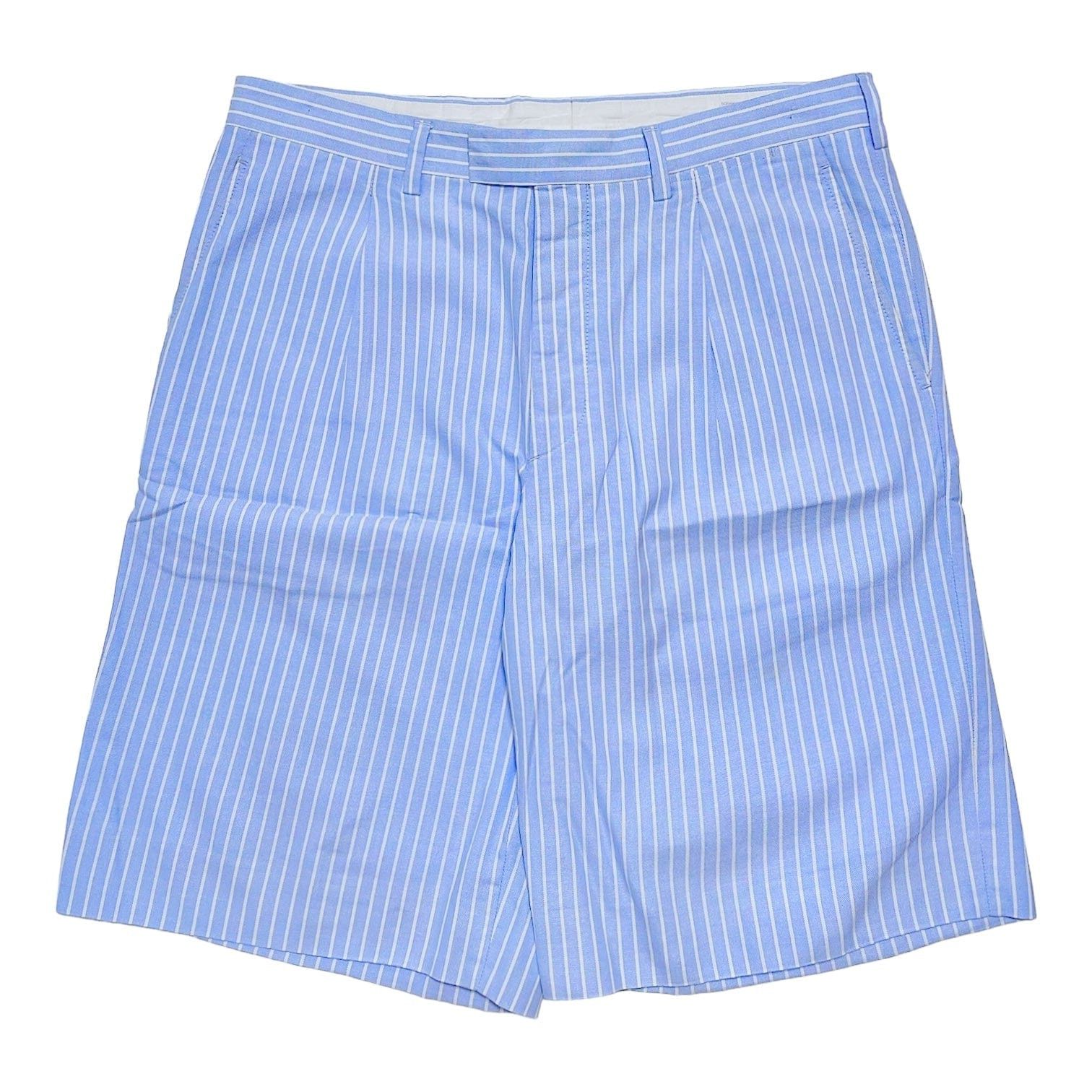 Striped Poplin Cotton Shorts Blue