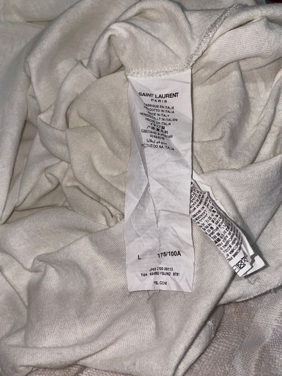 Saint Laurent Paris × Vintage Distressed Saint Laurent x Off-White & Blue Destroyed Tshirt Size US XL / EU 56 / 4 - 9 Thumbnail