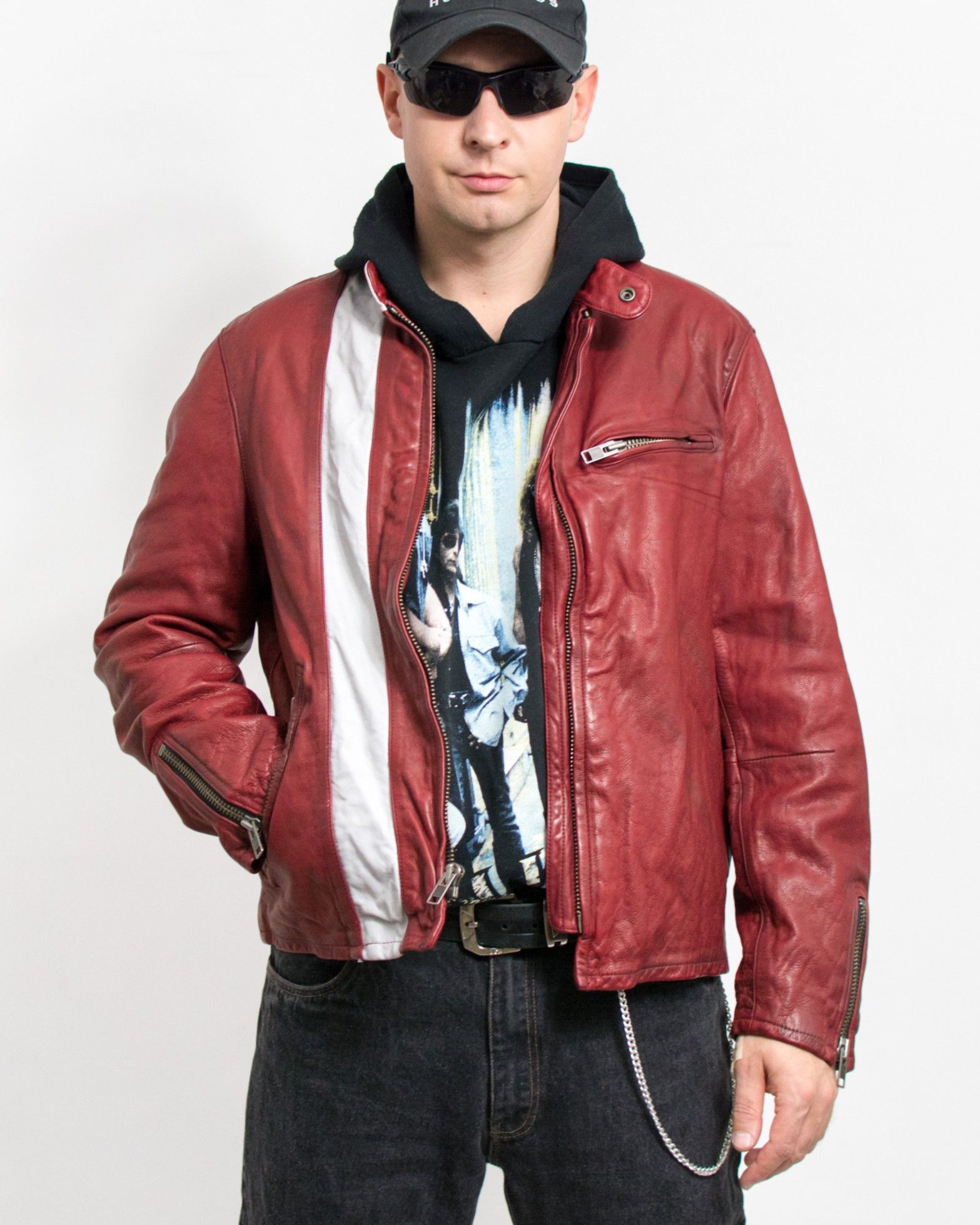 Gap × Genuine Leather GAP Red Leather Racing Jacket Y2K Vintage Distressed Men’s L Size US L / EU 52-54 / 3 - 11 Thumbnail