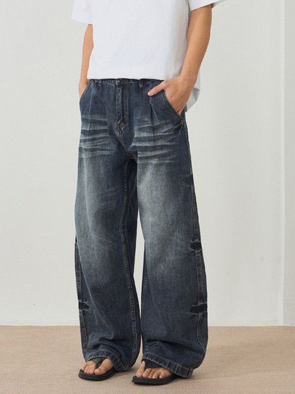 Japanese Brand Men's American distressed washed tie-dye curved jeans Size US 32 / EU 48 - 1 Thumbnail
