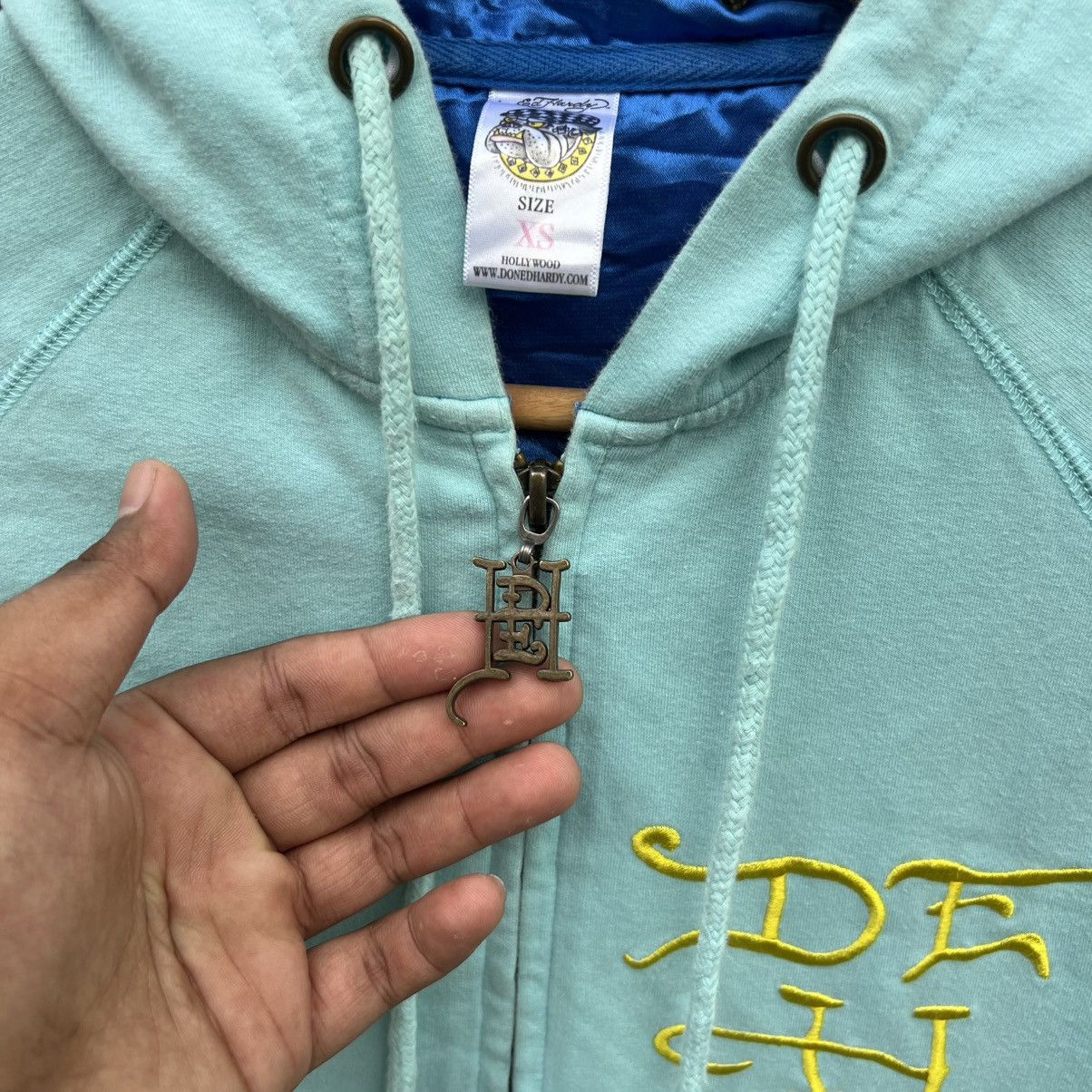 Ed Hardy “ED HARDY” NEON BLUE ZIP UP HOODIE Size XS / US 0-2 / IT 36-38 - 10 Thumbnail