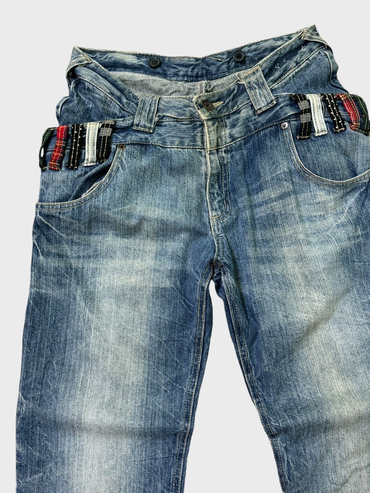 Hysteric Glamour DOUBLE WAIST SUPER RARE DISTRESSED DENIM PANTS Size US 32 / EU 48 - 4 Thumbnail