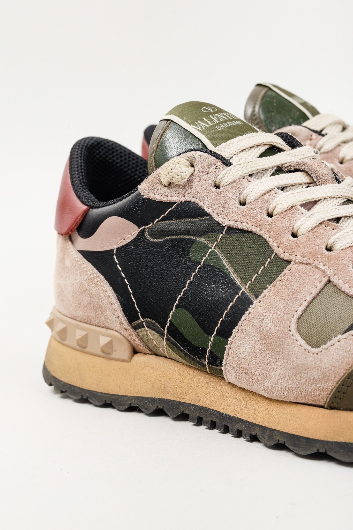 Valentino Valentino Garavani Rockrunner Green Camo Lace-Up Sneakers Size US 7.5 / IT 37.5 - 6 Thumbnail