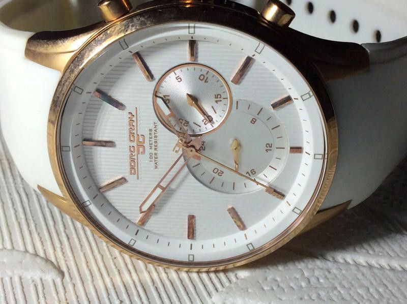 Designer Jorg Gray Men's Quartz Watch rubber white strap Size ONE SIZE - 3 Thumbnail