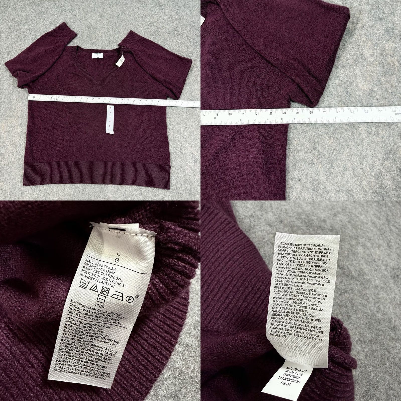 Old Navy Old Navy Sweater Shirt Mens L Burgundy Red V-Neck Pullover Knit Long Sleeve Size US L / EU 52-54 / 3 - 9 Thumbnail