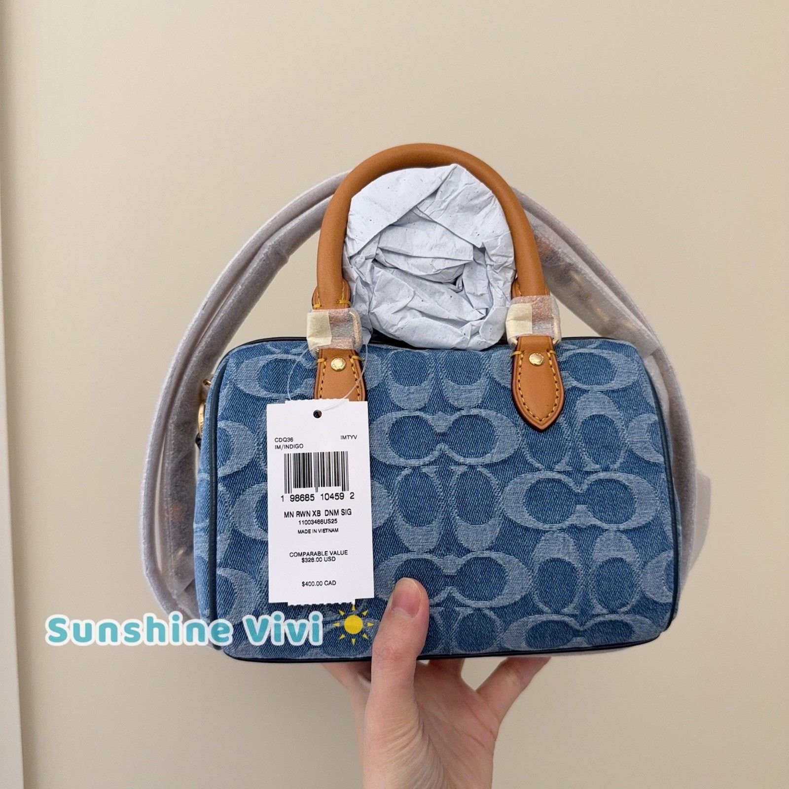 Coach NWT COACH Mini Rowan Crossbody Bag Signature Denim CDQ36 Size ONE SIZE - 8 Thumbnail