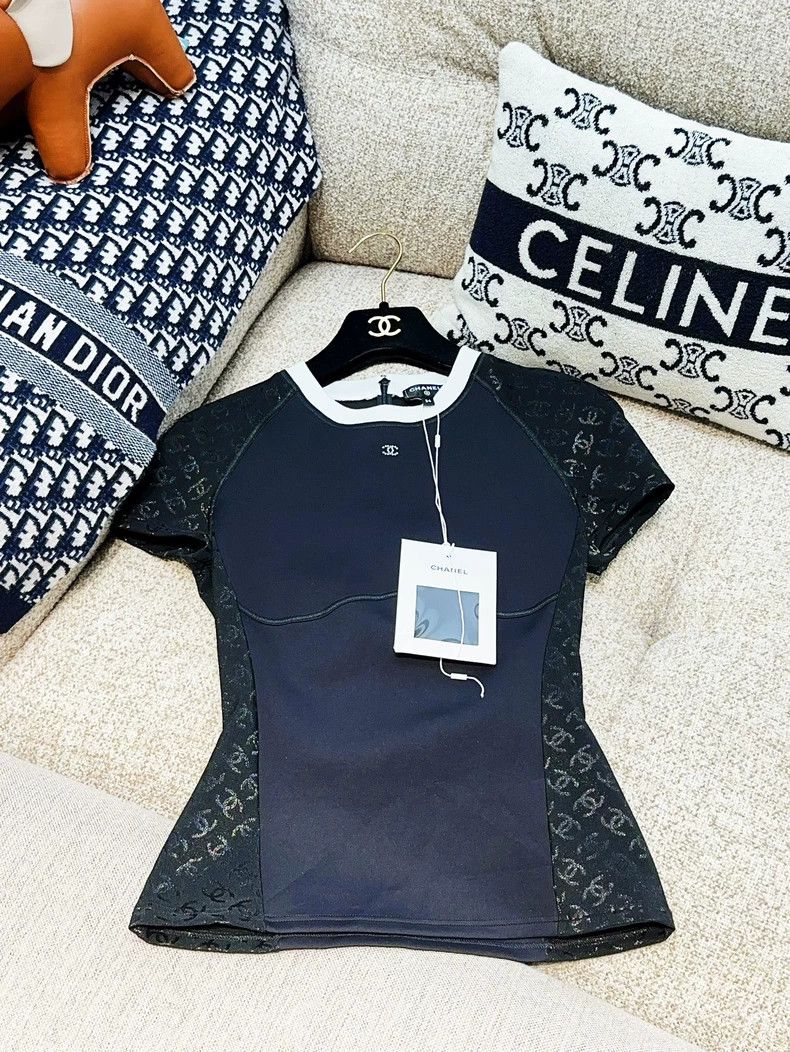 Chanel Chanel 24C new black elastic slim short-sleeved T-shirt Size XXS / US 00 / IT 34 - 1 Thumbnail