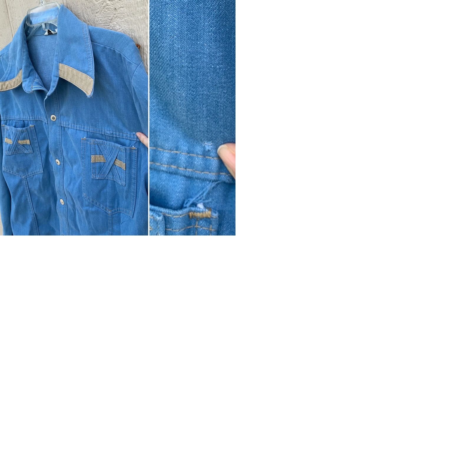 Denime VINTAGE Distinctive Sportswear Denim Jacket Shirt L 70s Blue Shirt Mens/N/A Size US L / EU 52-54 / 3 - 9 Thumbnail