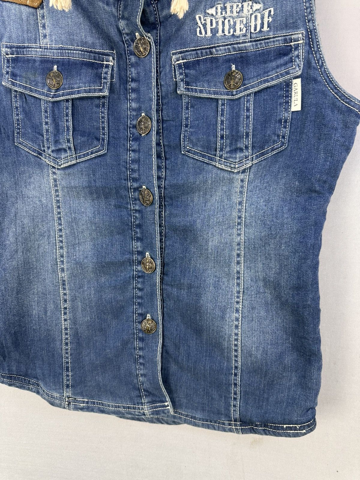 Japanese Brand Garula Limited Edition Embroidered Denim Vest Size S / US 4 / IT 40 - 3 Thumbnail