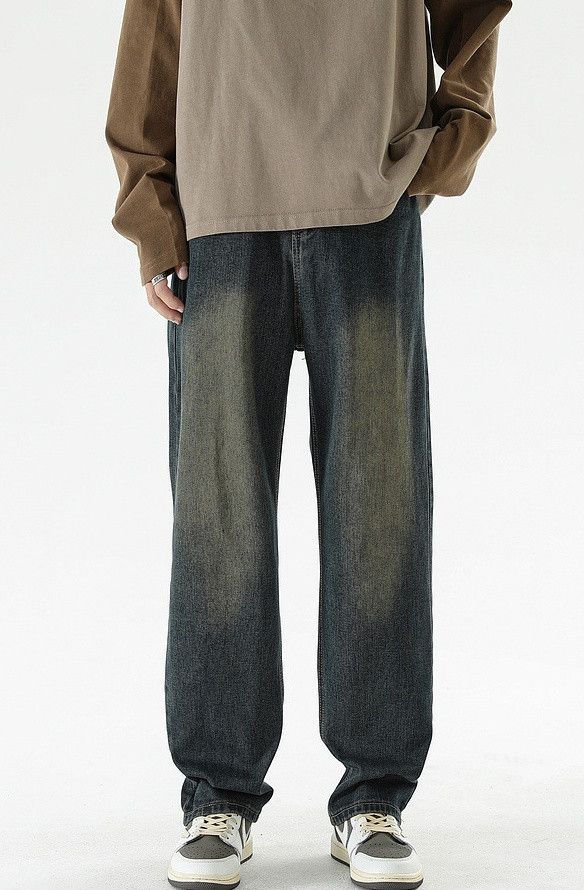 Japanese Brand × Jean Vintage washed distressed loose-fitting jeans Size US 32 / EU 48 - 1 Thumbnail