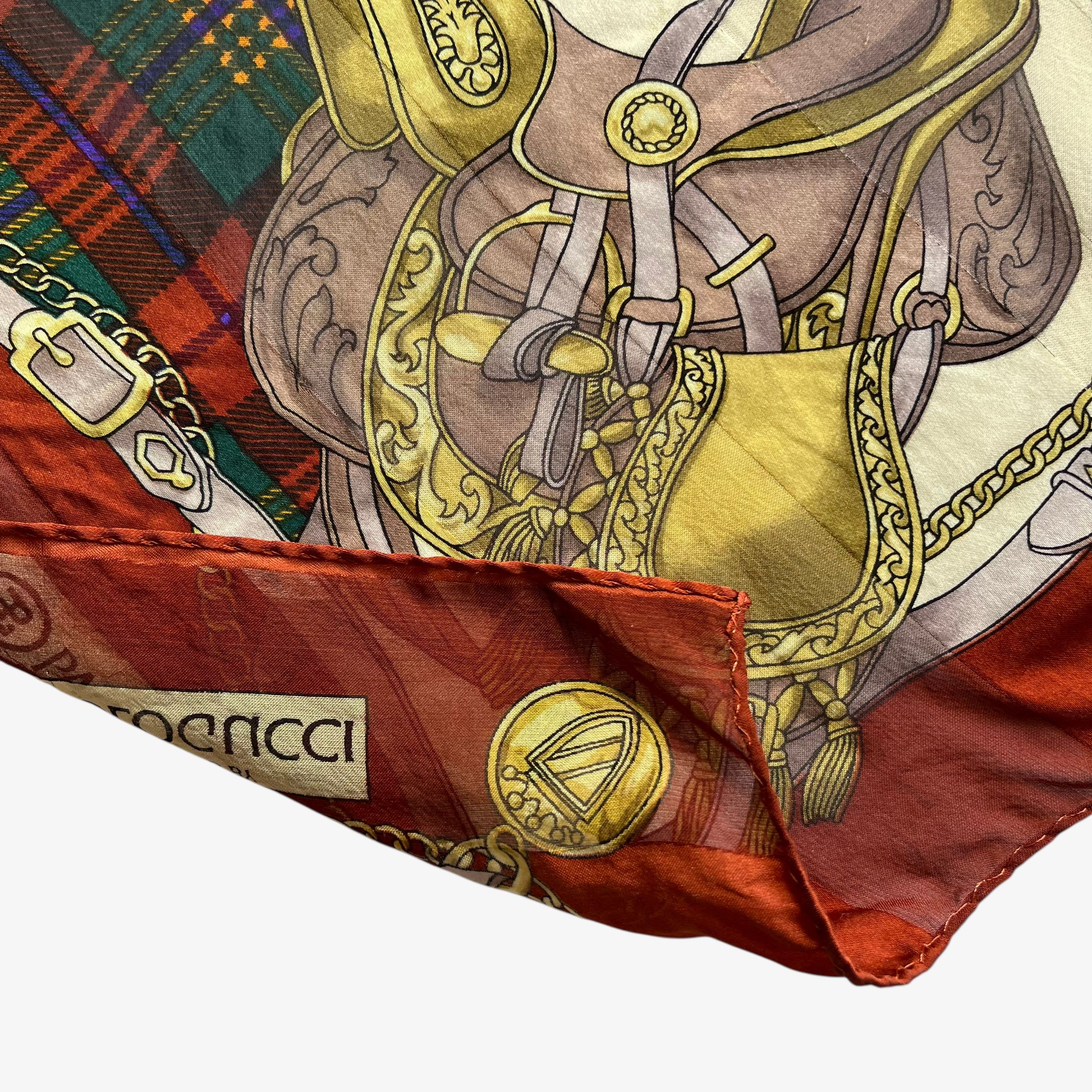 Paolo Gucci Vintage 80s Paolo Gucci Equestrian & Tartan Print Silk Scarf Size ONE SIZE - 4 Thumbnail