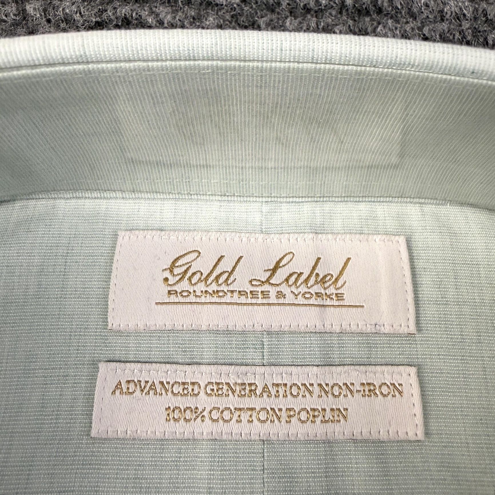 Roundtree & Yorke Gold Label Shirt Mens 19 36/37 Big Green Non Iron Long  Sleeve