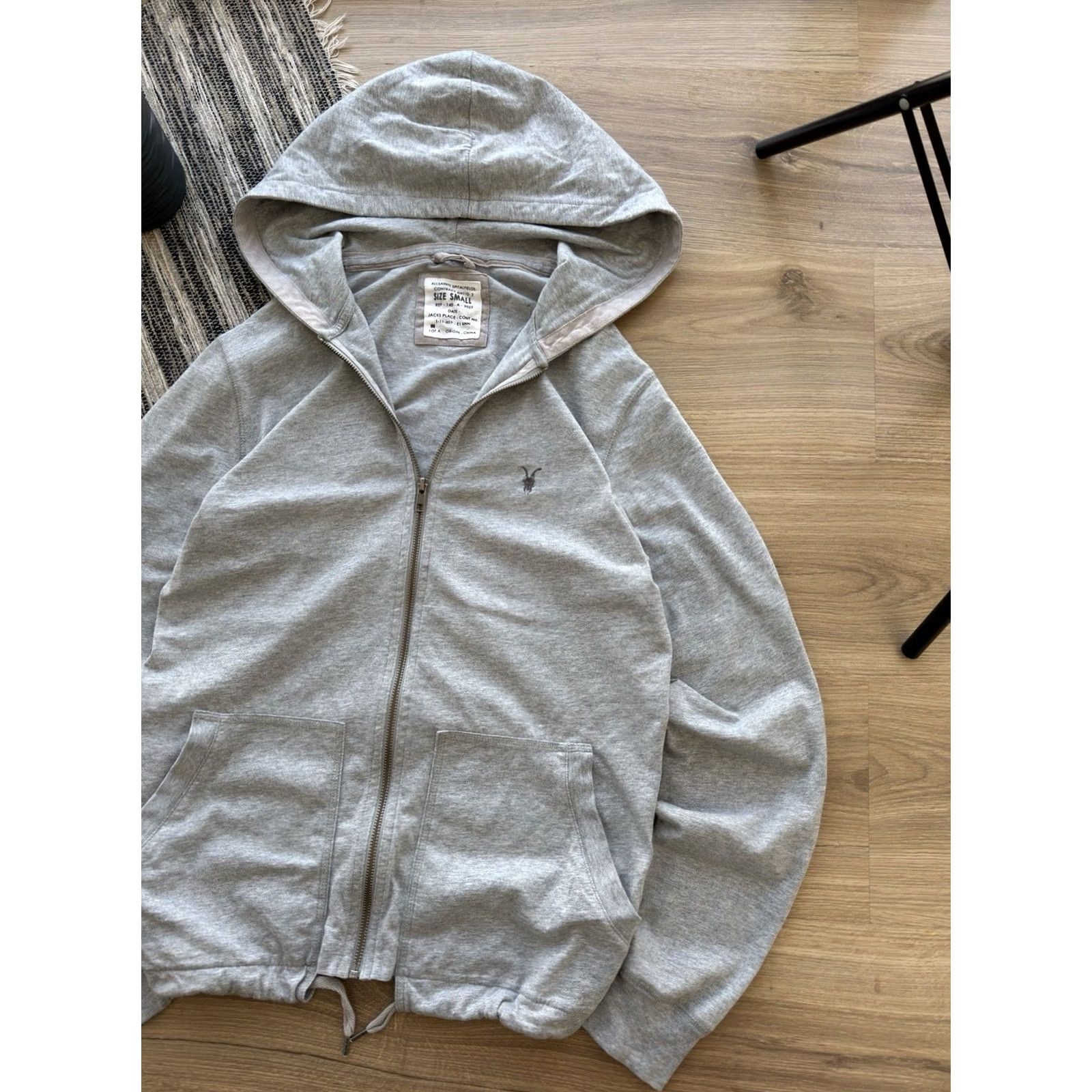 Allsaints VINTAGE AllSaints Hoodie Mens S Gray Logo 90s Y2K Basic Zip Crew Neck Slim Classic Streetwear Size US S / EU 44-46 / 1 - 2 Thumbnail