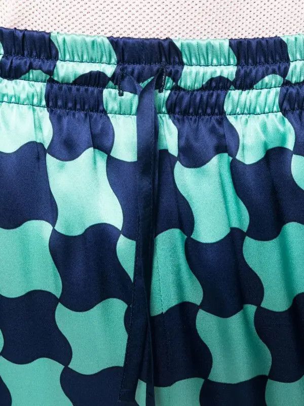 Casablanca o1mle0326 Drawstring Silk Shorts Pool Tile in Blue Size US 34 / EU 50 - 5 Thumbnail