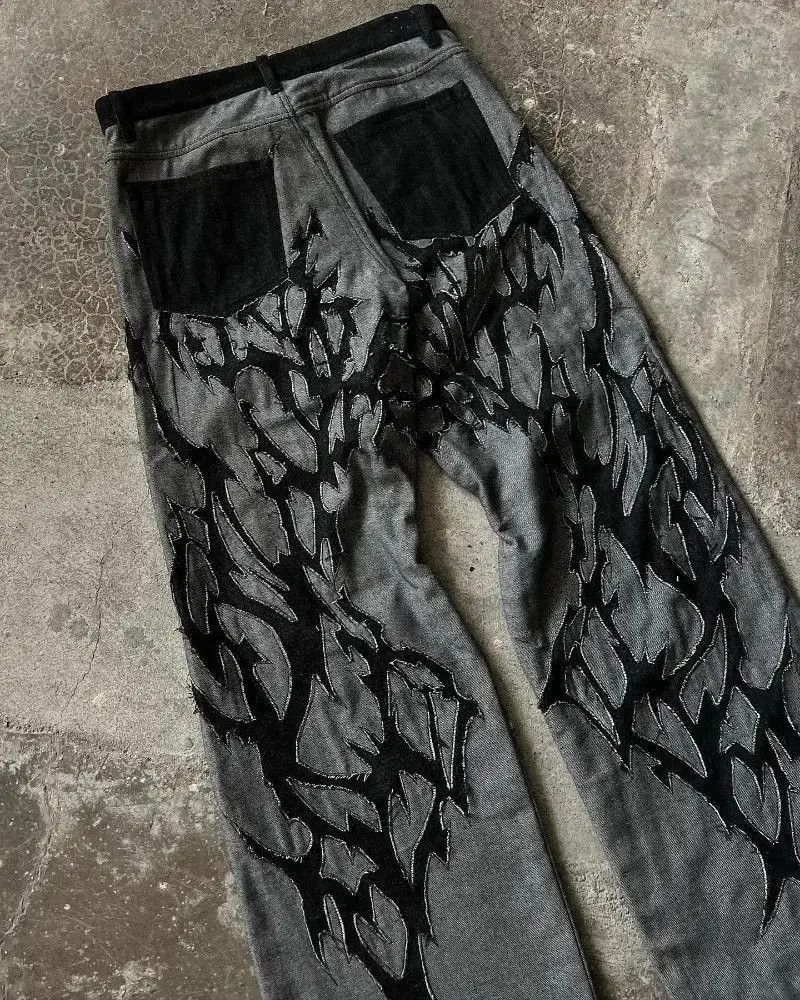 Japanese Brand Embroidered Oversized Wide Leg Washed Jeans Size US 32 / EU 48 - 5 Thumbnail