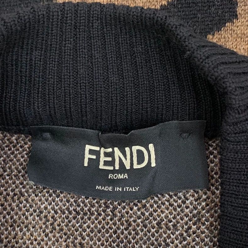 Fendi Fendi Brown Logo Print Wool Sweater Size US L / EU 52-54 / 3 - 5 Thumbnail