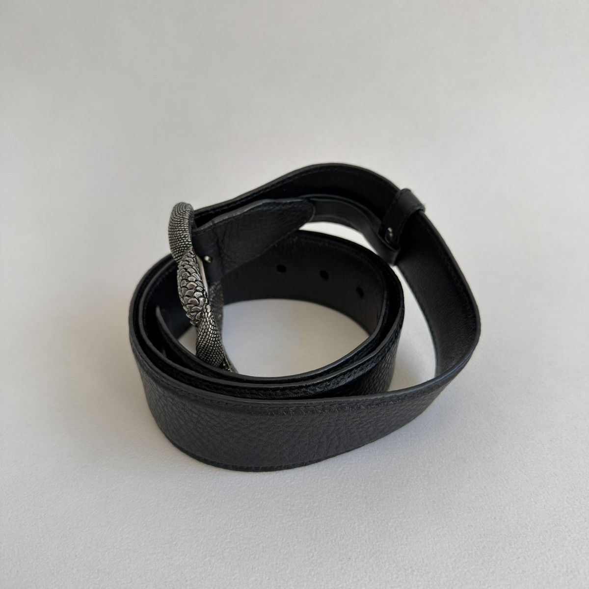 Prada Black Leather Metal ‘Serpent Buckle’ Belt Size ONE SIZE - 9 Thumbnail