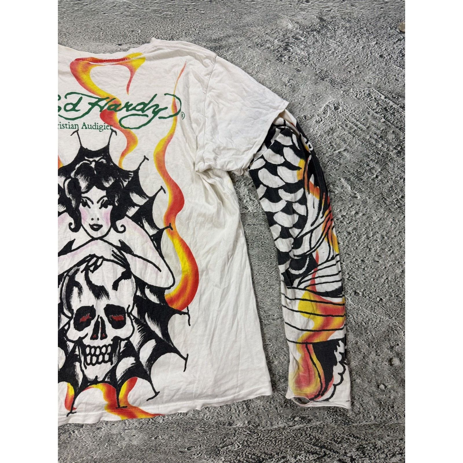 Ed Hardy Ed Hardy Christian Audigier vintage white longsleeve t-shirt Size US M / EU 48-50 / 2 - 9 Thumbnail