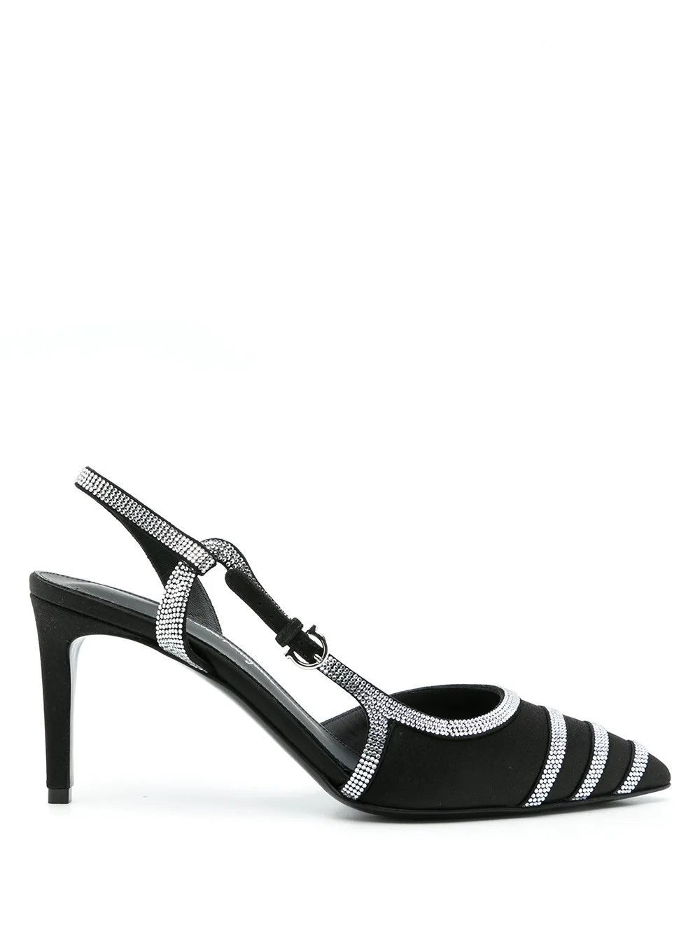 Salvatore Ferragamo o1y0426 Stiletto Heel Pumps in Black/Silver Size US 7 / IT 37 - 1 Thumbnail