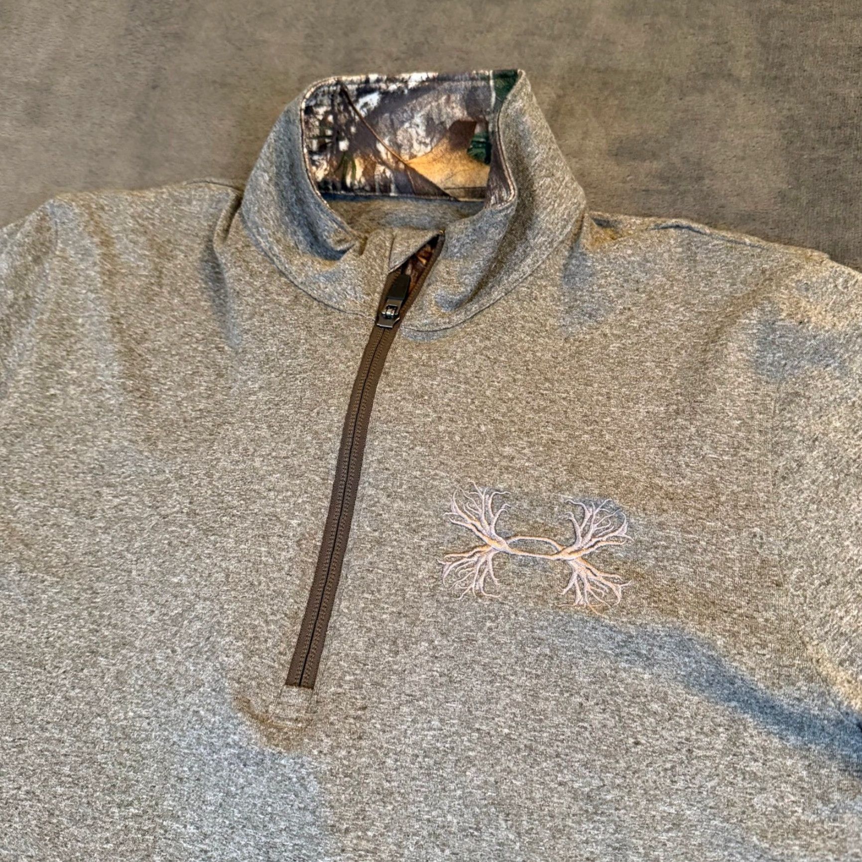 Under Armour Under Armour HeatGear Pullover 1/4 Zip Camouflage Mock Neck Mens M Brown Gray Antler Logo Vintage No Size US M / EU 48-50 / 2 - 2 Thumbnail