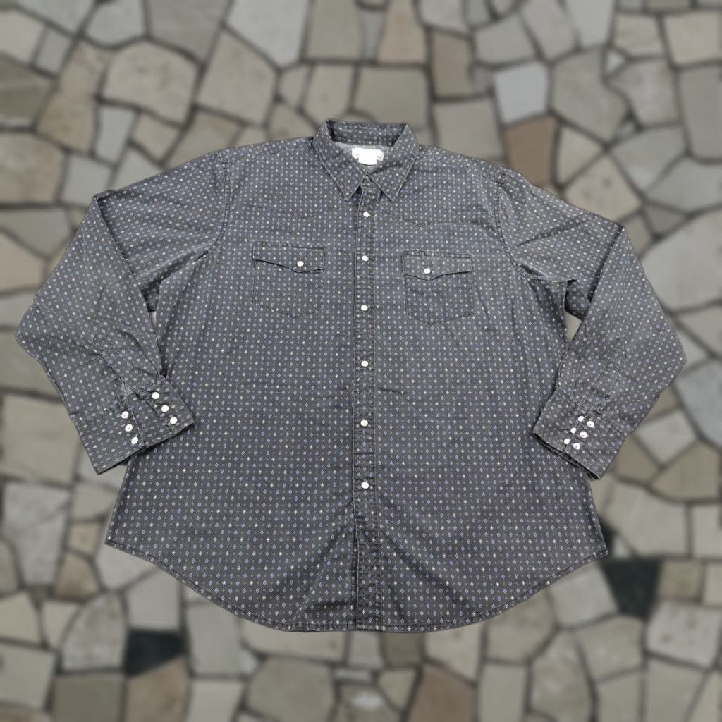 Wrangler Wrangler Shirt Men XL Gray Southwestern Western Pearl Snap Wrancher Rodeo Cowboy Mens Size US XL / EU 56 / 4 - 1 Thumbnail