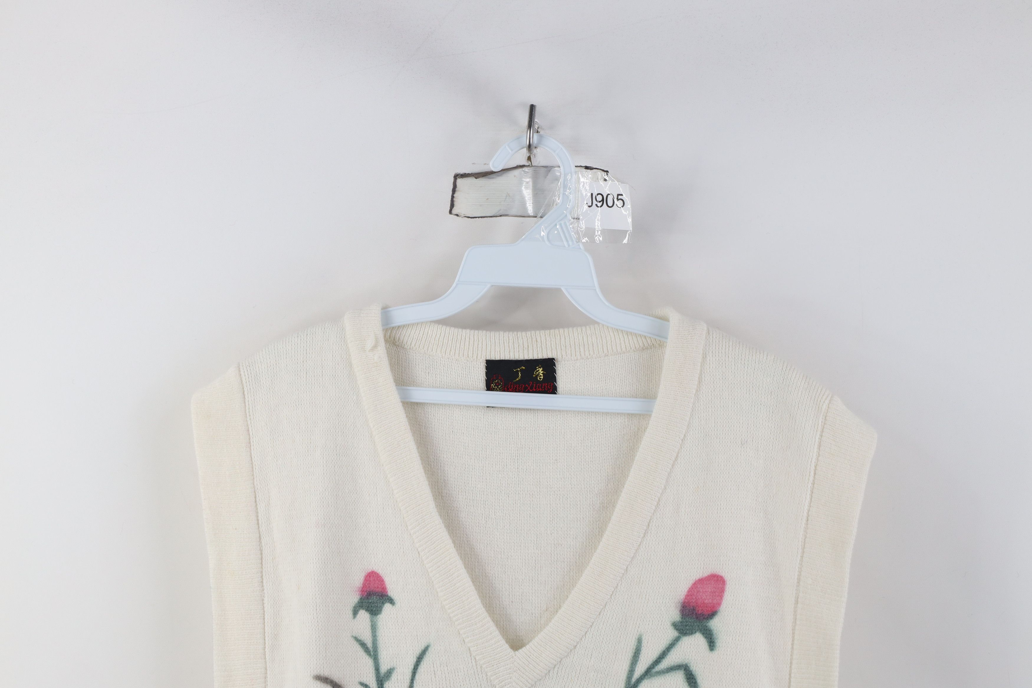 Vintage Vintage 70s Streetwear Flower Knit Sweater Vest White Size M / US 6-8 / IT 42-44 - 2 Thumbnail