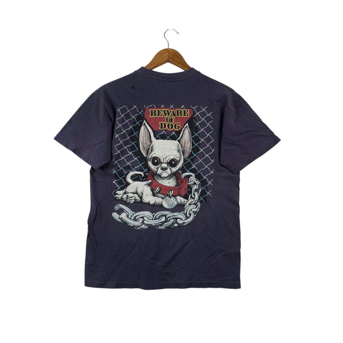 Vintage Vintage 90s Life Form Graphic Tee Shirt Beware Of Dog Size US L / EU 52-54 / 3 - 4 Thumbnail