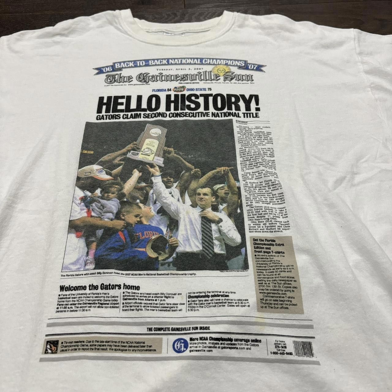 Designer Vintage Hello History Florida Gators Champions T Shirt 2007 Size US XL / EU 56 / 4 - 1 Thumbnail