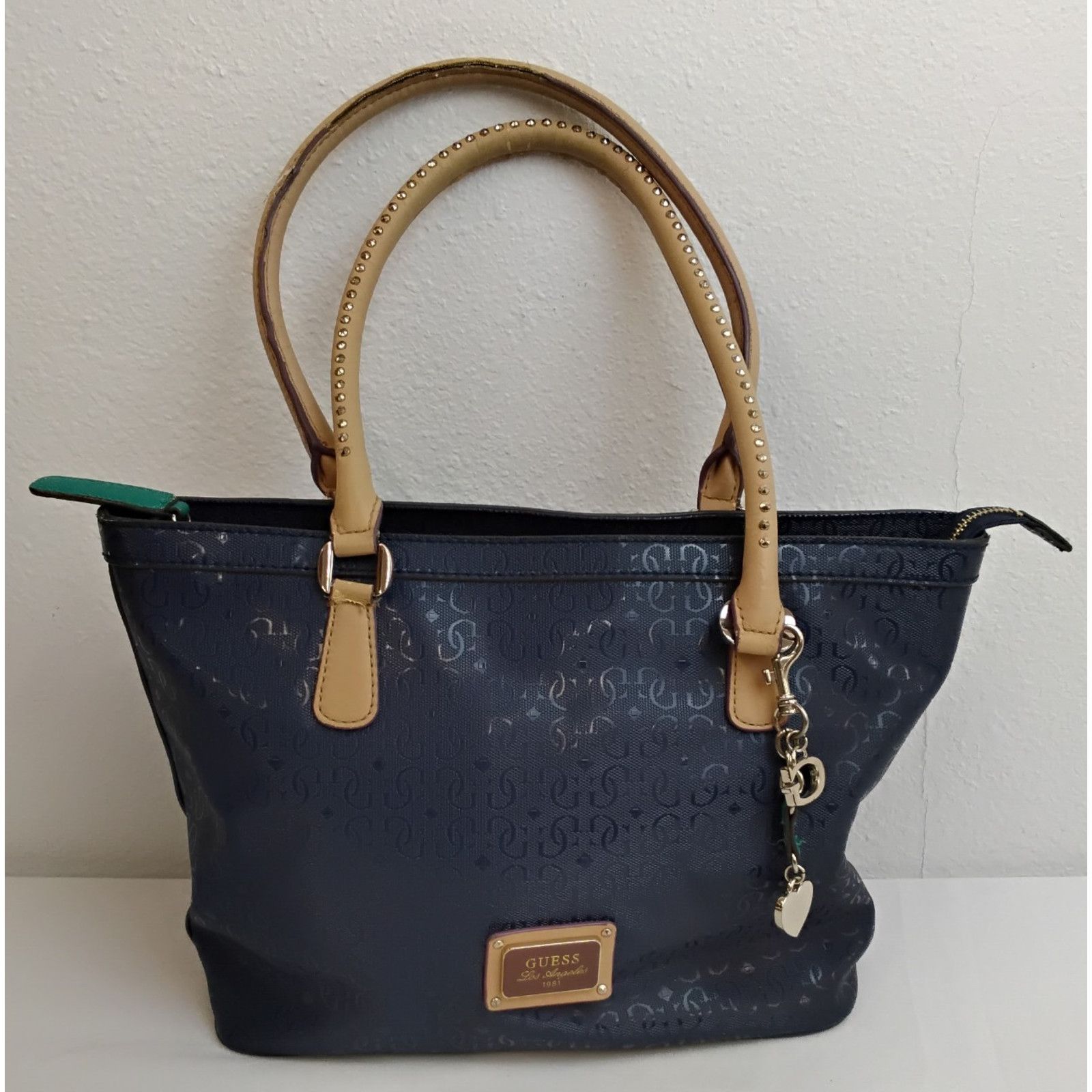 Guess Guess 1981 Los Angeles Tote Handbag Blue Embossed Size ONE SIZE - 2 Thumbnail