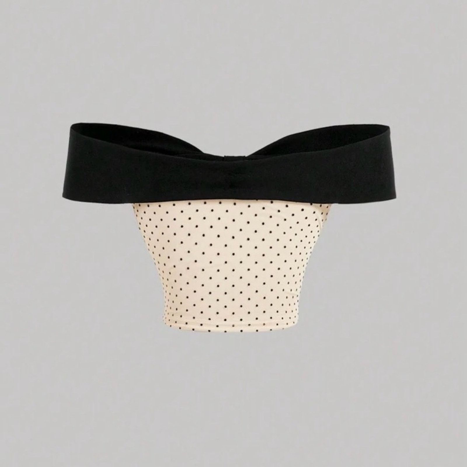 Other Y2K Pinup Black and Cream Polka Dot off shoulder Top w a bow Size S / US 4 / IT 40 - 2 Thumbnail