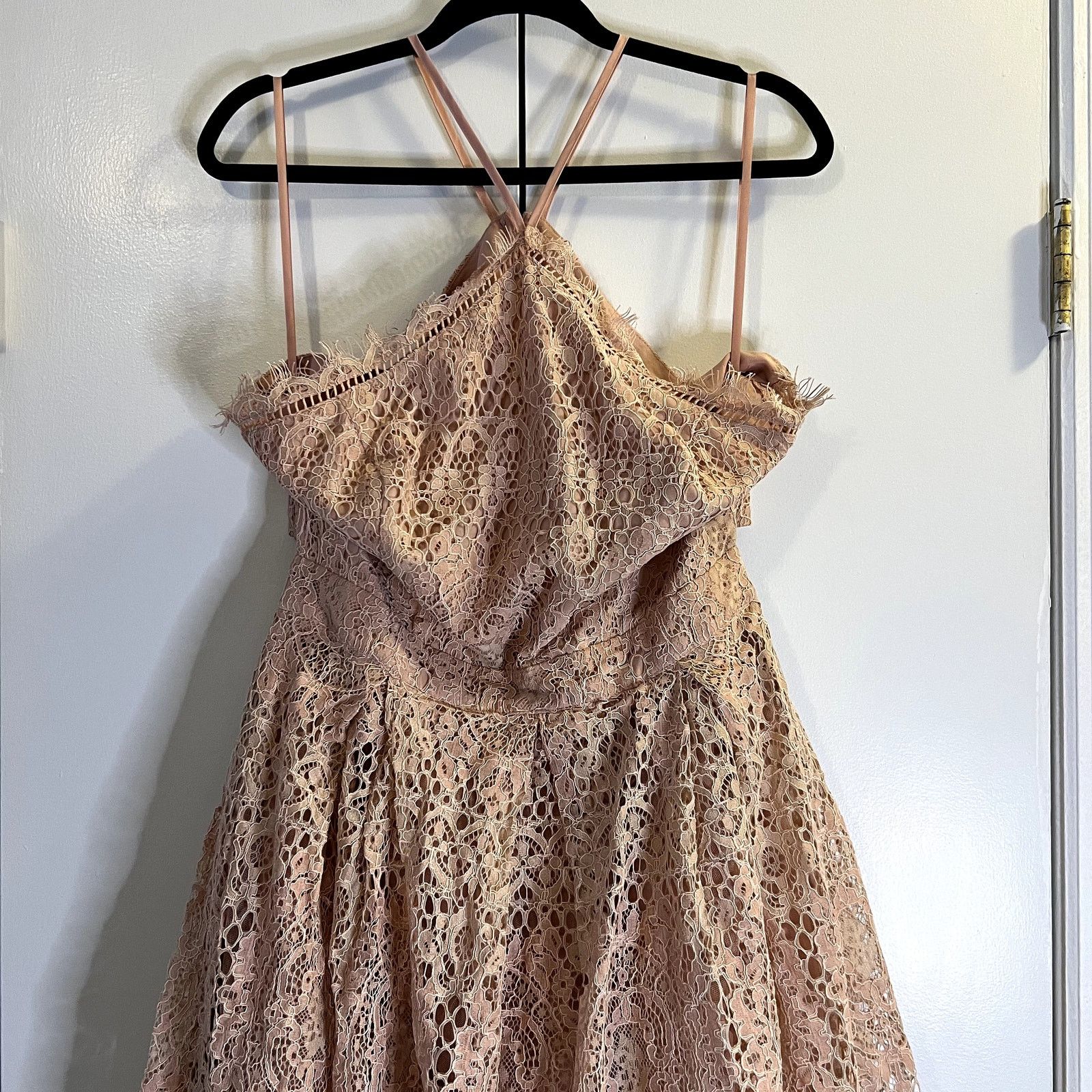 Asos Asos Pink Lace Midi Dress With Pinny Bodice Size 12 New Size XL / US 12-14 / IT 48-50 - 4 Thumbnail