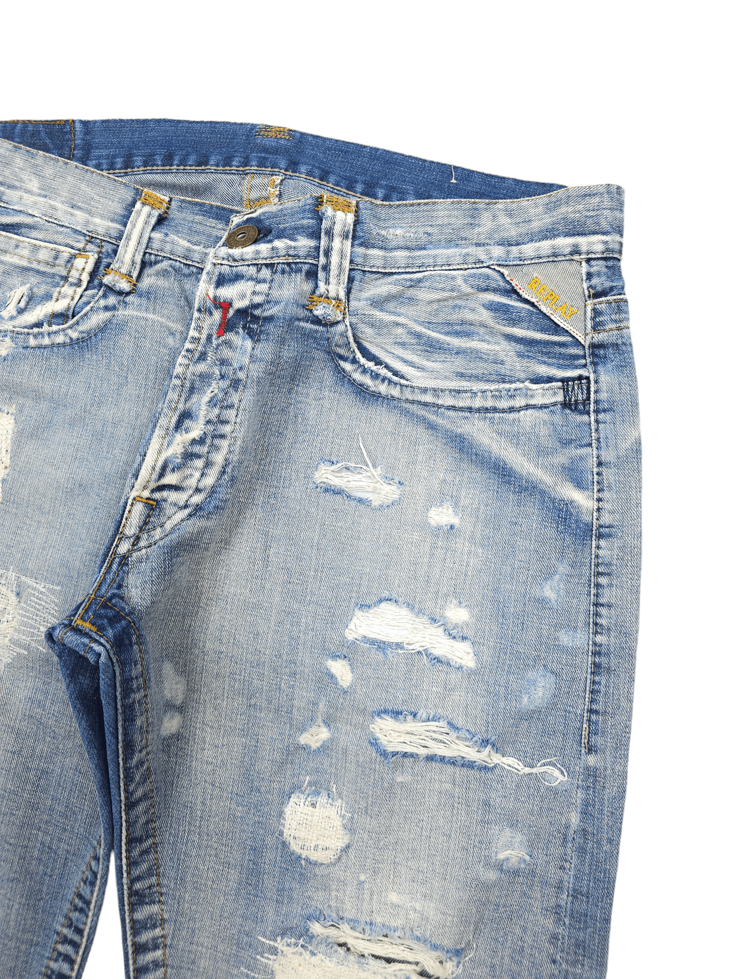 Japanese Brand × Vintage 💎 Size 34/30 Crazy Y2K Ripped Washed Distressed Denim Jeans Size US 34 / EU 50 - 8 Thumbnail