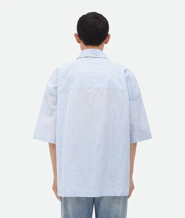 Bottega Veneta o1loc1c0825 789370 Cotton Linen Check Overshirt With "BV" Size US L / EU 52-54 / 3 - 3 Thumbnail