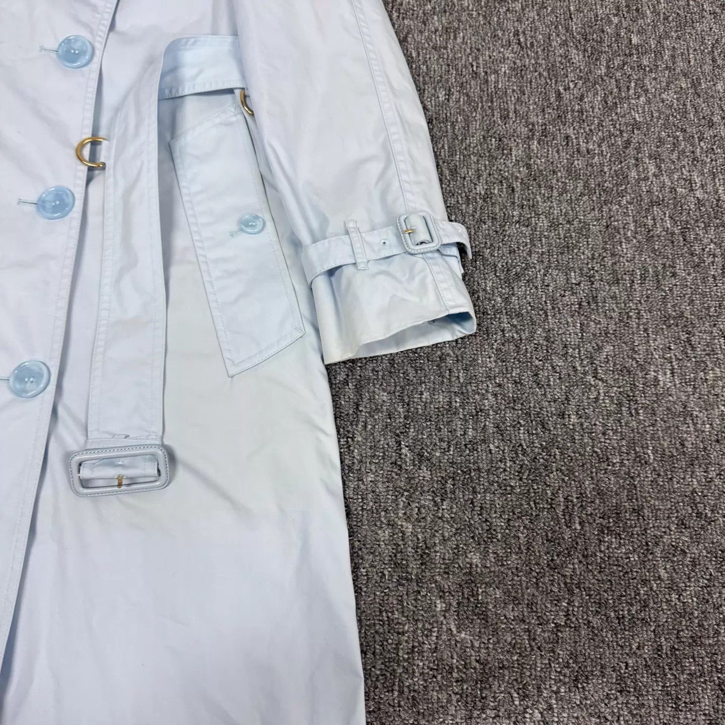 Burberry Burberry Light Blue DoubleBreasted Belted Long Trench UK4 Size XS / US 0-2 / IT 36-38 - 3 Thumbnail