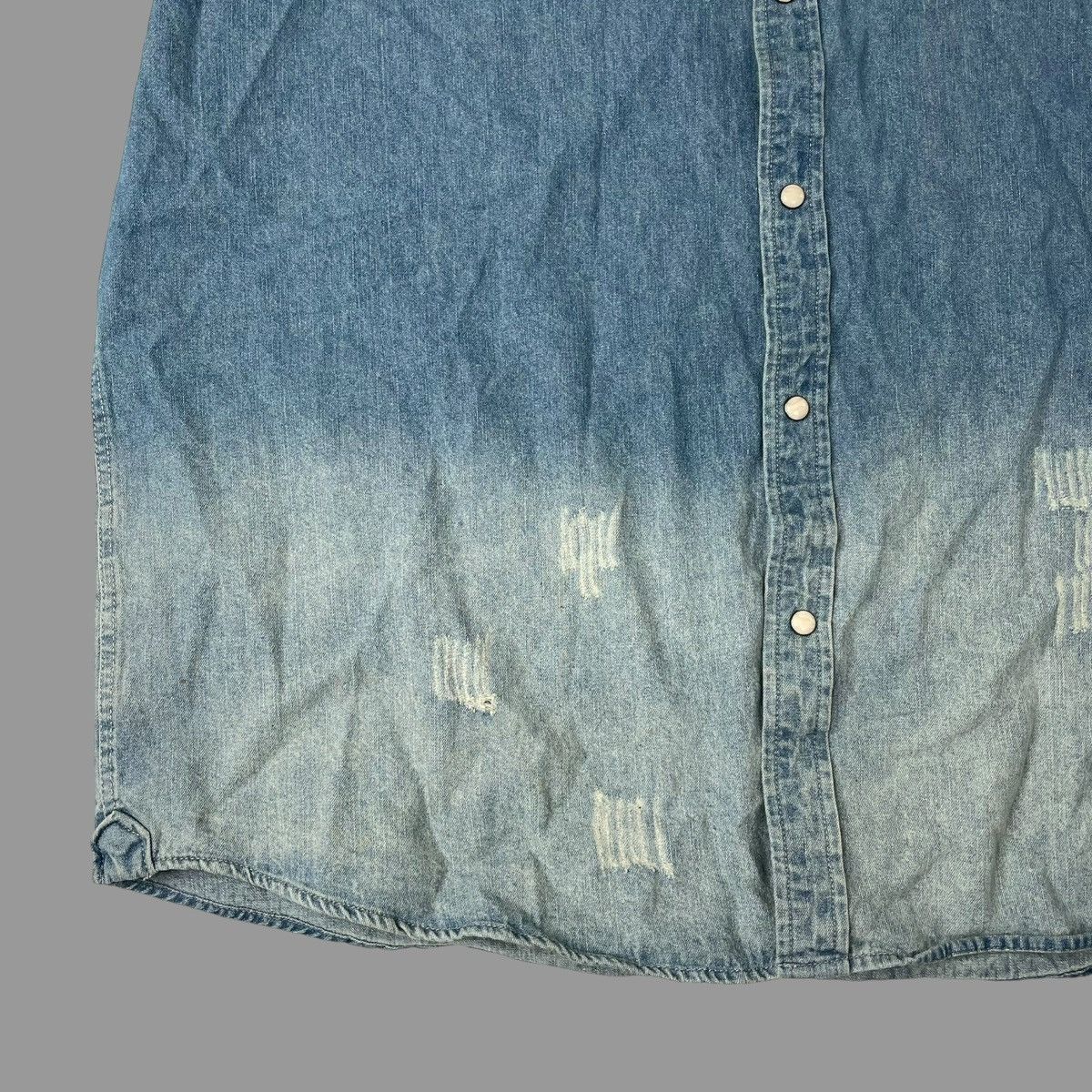Vintage Vintage repaired faded denim button up shirt Size US XL / EU 56 / 4 - 4 Thumbnail