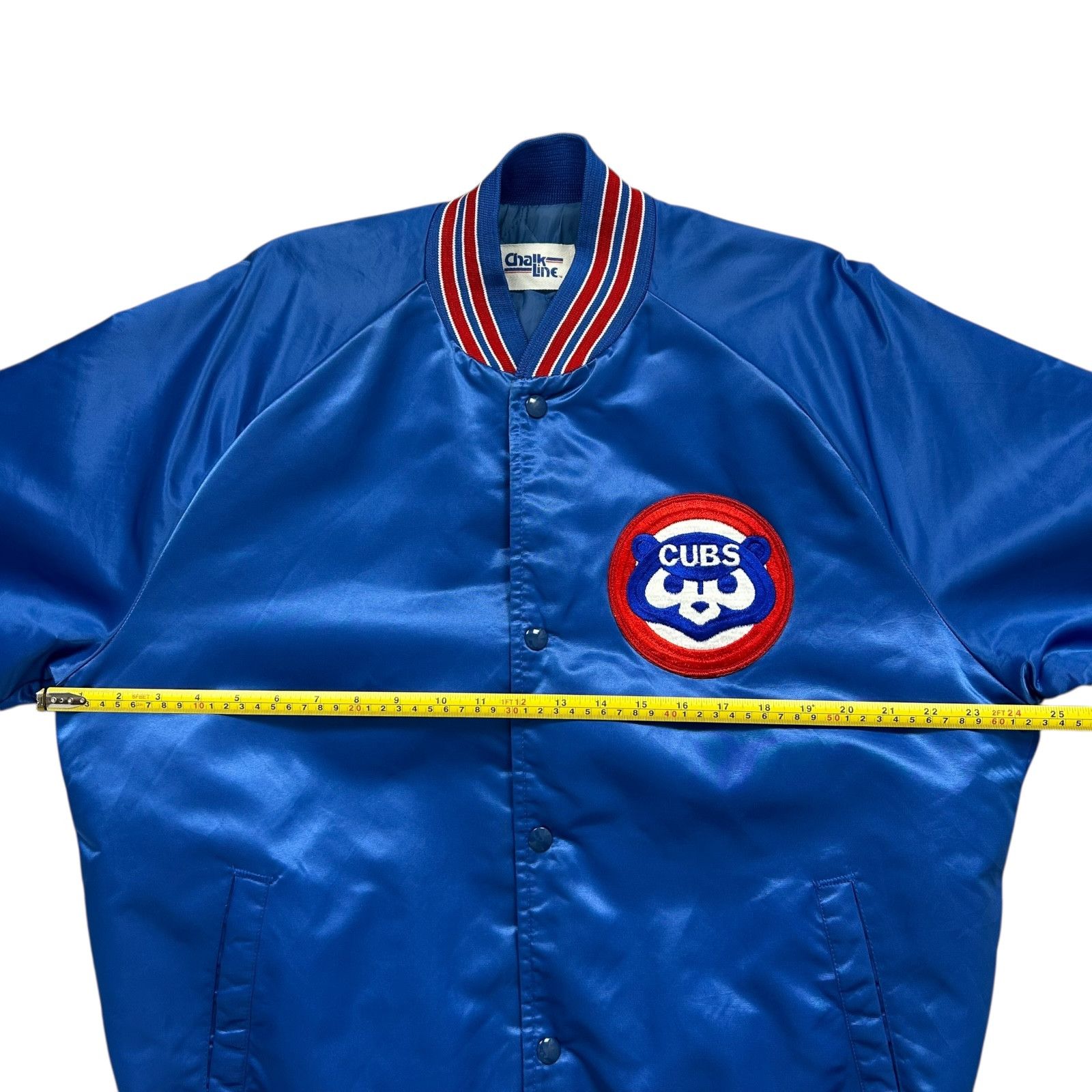 MLB VTG 90s CHICAGO CUBS CHALK LINE SATIN JACKET SPELL OUT L Size US L / EU 52-54 / 3 - 8 Thumbnail