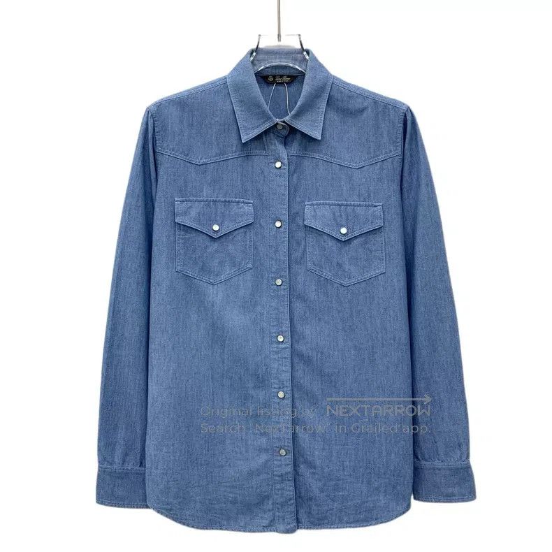 Loro Piana Loro Piana Blue Cotton Collar Single Breasted Long Sleeve Size XS / US 0-2 / IT 36-38 - 1 Thumbnail
