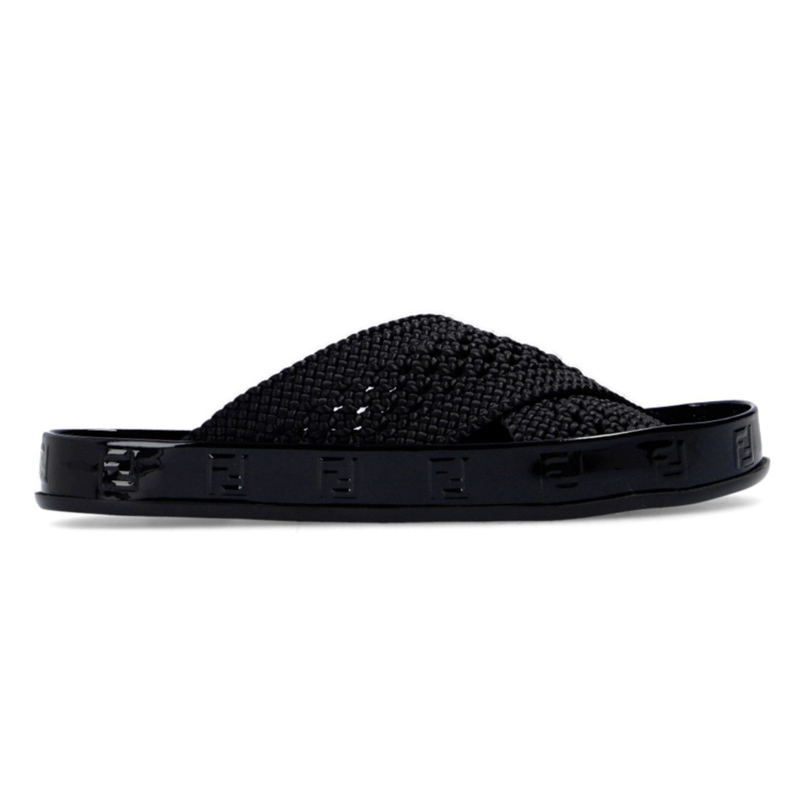 Fendi Fendi Black Criss Cross Woven Logo Mule Slide Slip On Flat Size US 6.5 / IT 36.5 - 1 Thumbnail